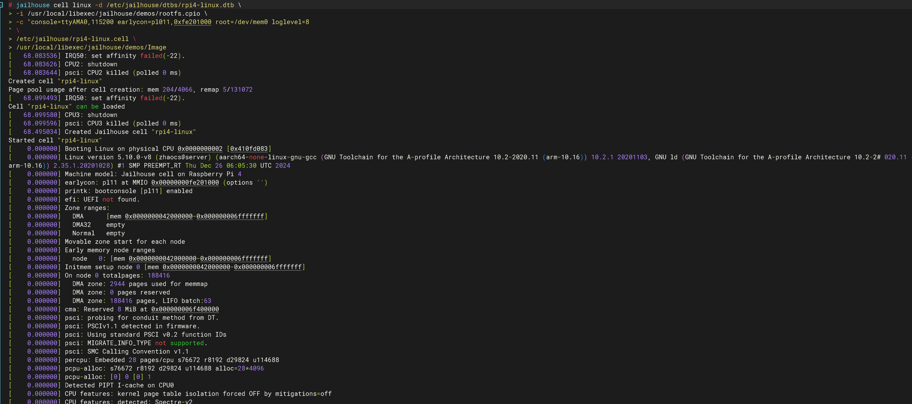 rpi4_jailhouse_cell_start_linux